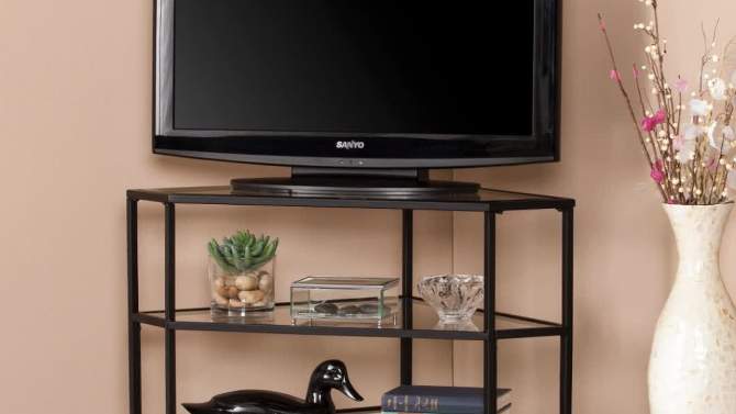 Conrad Metal/Glass Corner TV Stand for TVs up to 32&#34; Black - Aiden Lane, 2 of 12, play video
