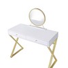APRILSOUL Crystal-Knob Vanity Desk with Removable Mirror and Jewelry Tray, Metal-Framed, 2-Drawer Glam Station - 3 of 4