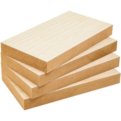 4-Pack 5x9x1 inches Natural Unfinished Wood Block Smooth Surface for Crafts and DIY