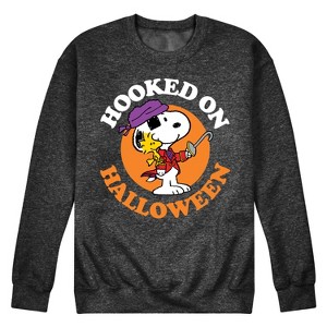 Men's - Peanuts - Snoopy Woodstock Pirate Hooked On Halloween Graphic Fleece Sweatshirt - 1 of 4