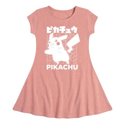 Girls' - Pokémon - Pikachu Kanji Fit & Flair Cap Sleeve Graphic Dress