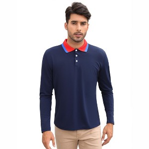 Men's Long Sleeve Polo Shirts Regular Fit Collared T-Shirt Casual Workout Golf Shirts - 1 of 4