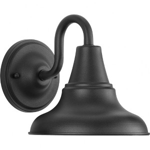 Progress Lighting District 1-Light Outdoor Wall Lantern, Aluminum, Textured Black, Metal Shade - 1 of 4