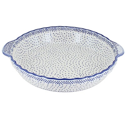 Blue Rose Polish Pottery Z148 Manufaktura Pie Plate With Handles