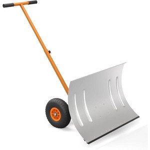 TackView Snow Shovel with Wheels, Heavy Duty Metal Snow Pusher with Wide Blade & 5 Level Adjustable Handle, for Driveway Sidewalk - 1 of 4