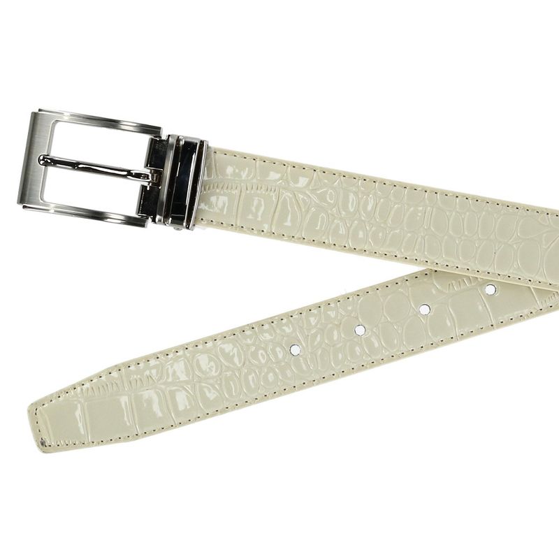 CTM Leather Croc Print Dress Belt with Clamp On Buckle, 2 of 3