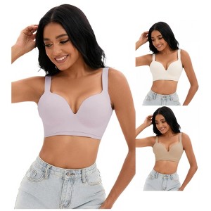 INSPIRE CHIC 3 Pcs Women's Wirefree U Back Adjustable Straps Comfort Push Up Bras - 1 of 4