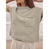 Soft Fabric Breathable Stretchy Turtleneck Knitted Sleeveless Crop Top Fall Winter Fashion - 2 of 3