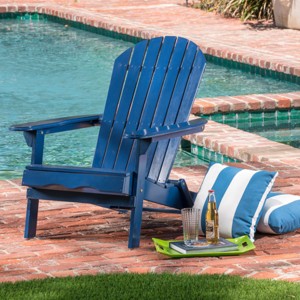 Rustic Foldable Acacia Wood Adirondack Chair, Weather-Resistant Outdoor Seating for Patio, Deck, Garden, and Backyard Comfort-Coolbibila - 1 of 4