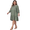 Agnes Orinda Women's Plus Size Flowy Casual Tie V Neck Lace Sleeve Ruffle Hem Midi Babydoll Dresses - image 3 of 4