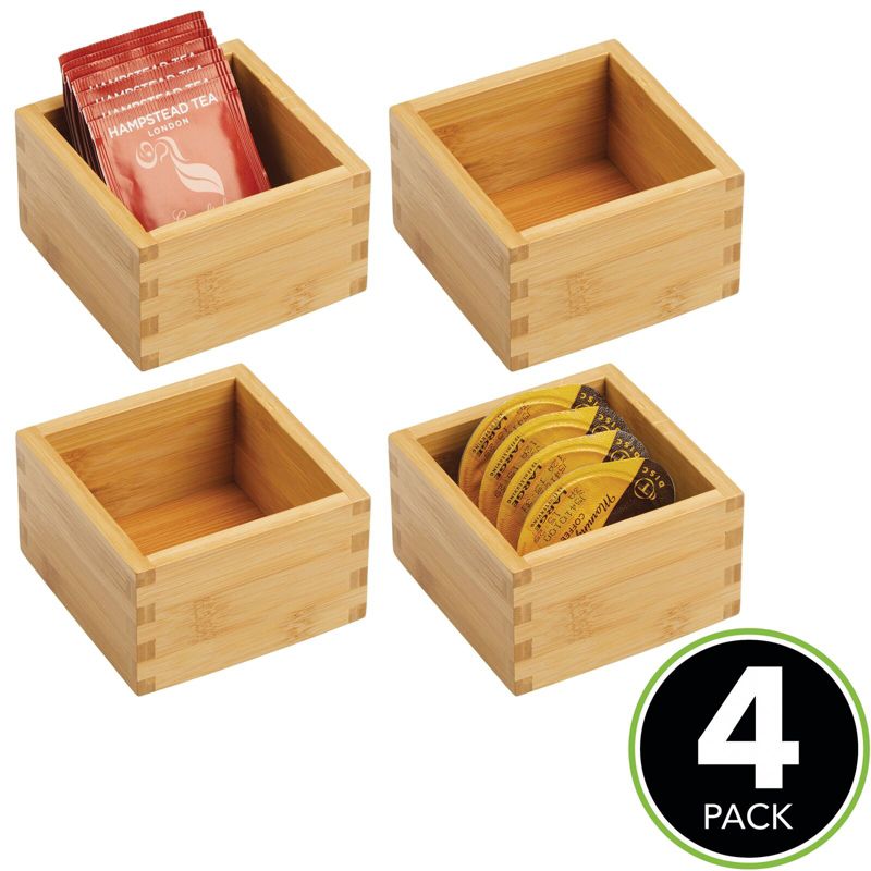 mDesign Bamboo Kitchen Storage Bin Container Crate Box, 2 of 9