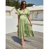 Maternity Maxi Dress Wrap V Neck Baby Shower Pregnancy Nursing Dresses - 3 of 4