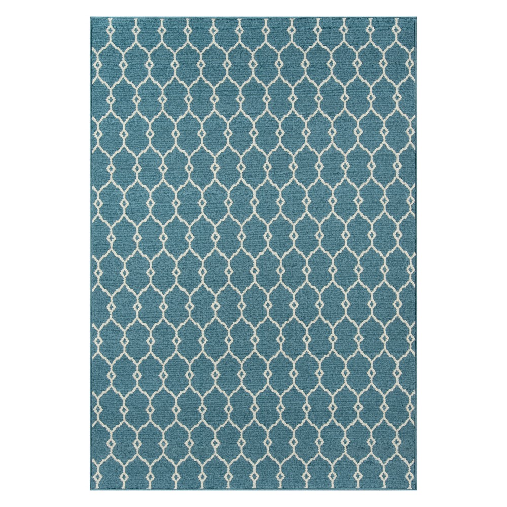 Momeni Baja Indoor/Outdoor Trellis Blue 2'3inx4'6in Accent Rug