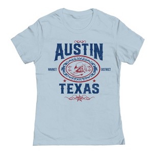 Social Collective Women's Austin  Americana 4Th Of July Short Sleeve Graphic Cotton T-Shirt - Light Blue S - 1 of 4