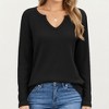 Anna-Kaci Women's Long Sleeve Waffle Knit Top with Notch V-Neckline and Relaxed Fit - 3 of 4