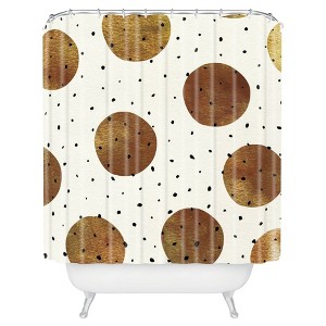 Georgiana Paraschiv Mixed Dots Shower Curtain Gold - Deny Designs: Polyester Fabric, Buttonhole Top, Machine Washable - 1 of 1