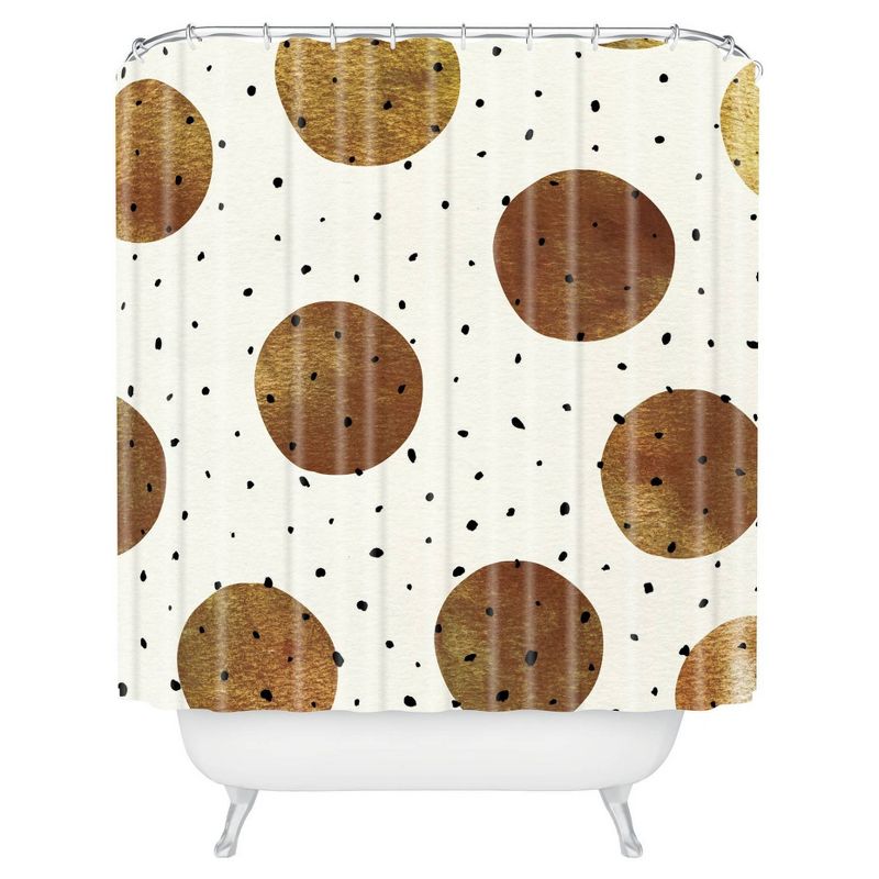 Georgiana Paraschiv Mixed Dots Shower Curtain Gold - Deny Designs, 1 of 4