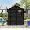 6×6 FT Outdoor Storage Shed with Wood Grain Finish, Weather-Resistant PP Tool Shed Featuring HD Window for Backyard or Garden–The Pop Home - 2 of 4