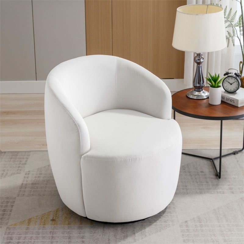 Fannie Chenille 360° Swivel Accent Armchair, Upholstered Small Barrel Chair Sofa for Living Room and Bedroom, Indoor Furniture - Maison Boucle‎, 3 of 10