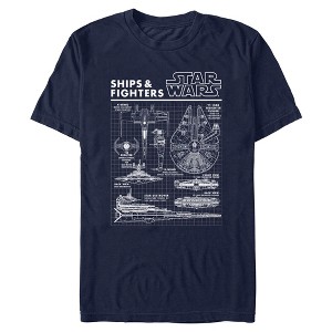 Mens Star Wars Schematics Of Ships And Fighters T Shirt - 1 of 4