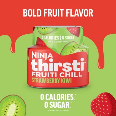 Ninja Thirsti FRUITI CHILL 3pk Strawberry Kiwi Flavored Water Drops: Sugar-Free, Zero Calories, Sparkling Drink System