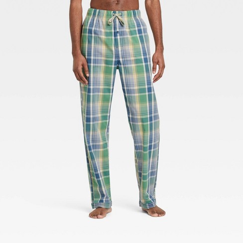 Tall Men's Pajama Bottom: Flannel, Classic Plaid (Green/Blue) - FINAL SALE  - Small / 2X-Tall - 40