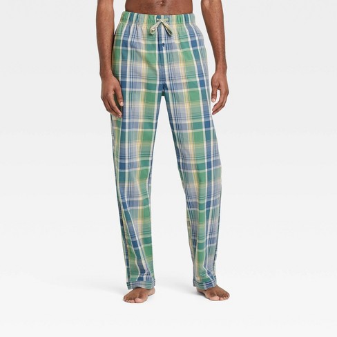 Tall Men's Pajama Bottom: Flannel, Classic Plaid (Green/Blue) - FINAL