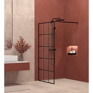 NicBex 35"W x 72"H Shower Door Frameless Glass Shower Screen 1/4"(6mm) Tempered Glass with Grab Bars, Chrome - 1 of 4