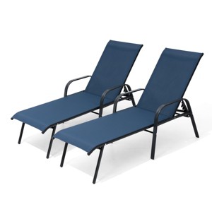 Pellebant Set of 2 Outdoor Chaise Lounge Chairs 6 Positions Adjustable Heavy Duty  Aluminum Frame 270lb Capacity for Poolside Garden Courtyard - 1 of 4