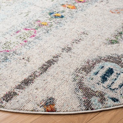 Gray Round Hand-knotted Synthetic Area Rug