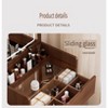 Gulches 48cm Walnut 3-in-1 Vanity Desk - Flip Top Mirror, Glass Desktop, 3 Drawers, Compact Dressing Table (Back to School) - 2 of 4