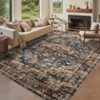 Washable Vintage Floral Living Room Bedroom Rugs, Distressed Print Large Carpet for Dining Room Office, Retro Accent Floor Cover - 3 of 4