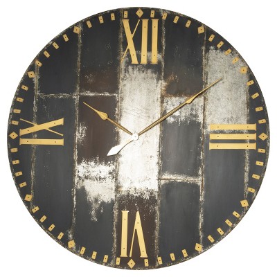VIP Metal 46 in. Black Aged Industrial Wall Clock