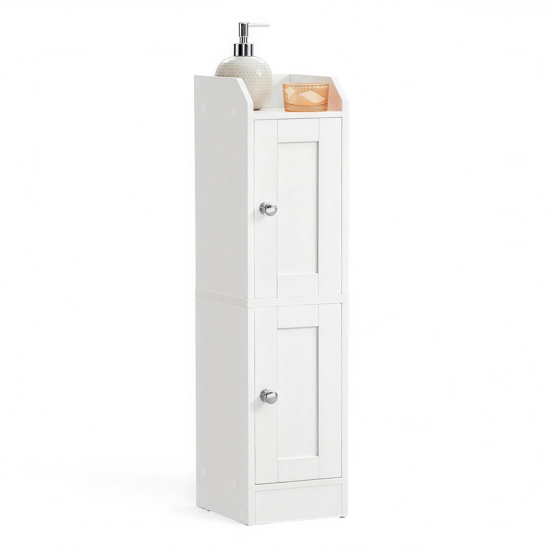 VASAGLE SIREN Collection - Slim Storage Cabinet with Reversible Doors, Small Storage Corner Floor Cabinet, Narrow Orgnizer, Cloud White