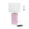 Modern Leather Table Lamp with USB and Fabric Shade - Elegant Designs - 3 of 4