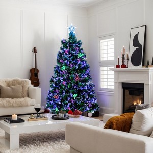 Resenkos 6ft Top With Stars PVC Material Fiber Optics 230 Branches Christmas Tree Green - 1 of 4