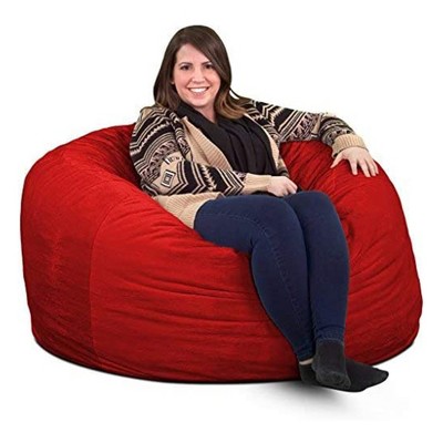 Ultimate Sack 4ft Bean Bag Chair, Oversized Comfortable Indoor Floor Lounger, Giant Foam-Filled Furniture for Relaxing, Red Suede