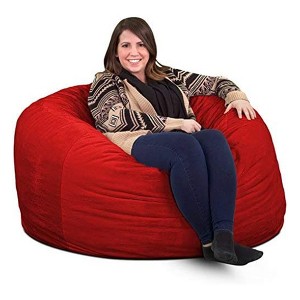Ultimate Sack 4ft Bean Bag Chair, Oversized Comfortable Indoor Floor Lounger, Giant Foam-Filled Furniture for Relaxing, Red Suede - 1 of 4