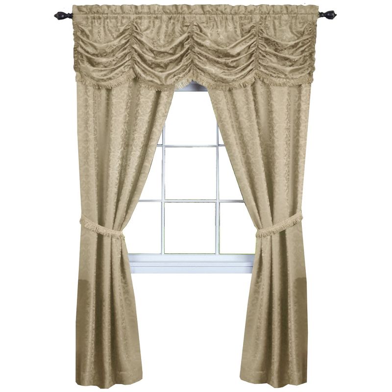 Kate Aurora Jacquard Damask Curtains With An Attached Austrian Valance & Tiebacks, 2 of 4