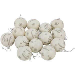 Northlight 14-Piece Joy Decoupage Christmas Ball Ornament Set, 2.25" (60mm) - 1 of 4