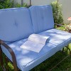 Barton Outdoor 2-Person Glider Bench Patio Rocking Loveseat Cushioned Seat, Blue - 4 of 4