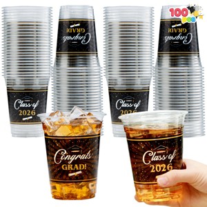 Joyfy 100Pcs 16OZ Graduation Party Disposable Cups Set for Class of 2026  Graduates, Black Bulk Cups for High School College Graduation Party Supply  : Target