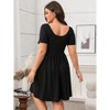 Plus Size Womens Dress Short Sleeve Square Neck Casual Elegant Midi Dress - 2 of 4