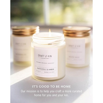 Patchouli & Amber Scented Soy Candle in Frosted Jar