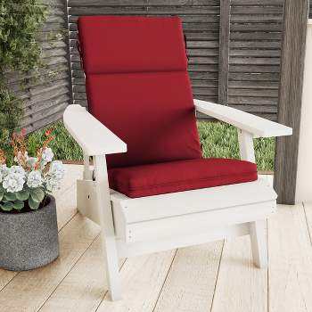 High-Back Patio Chair Cushion for Outdoor Furniture, Adirondack, Rocking or Dining Chairs Red Mildew & UV Resistant Fabric with Piping & Ties by LHC
