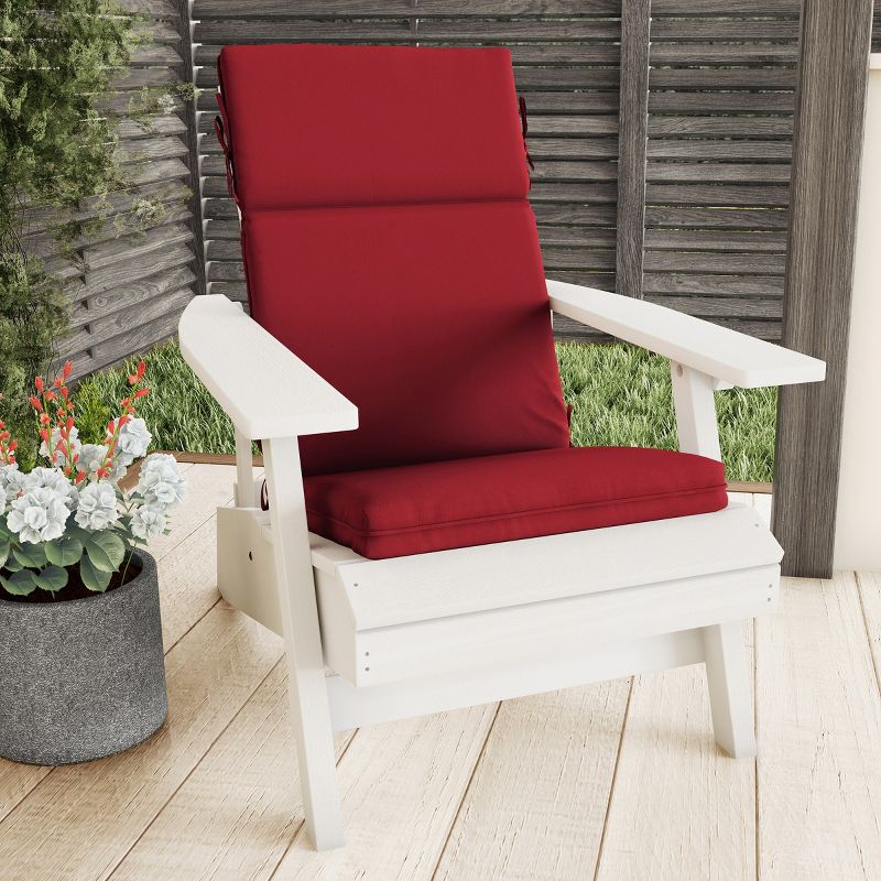 High-Back Patio Chair Cushion for Outdoor Furniture, Adirondack, Rocking or Dining Chairs Red Mildew & UV Resistant Fabric with Piping & Ties by LHC, 1 of 8