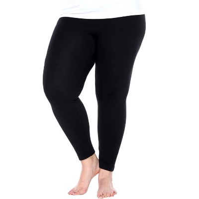Women's One Size Fits Most Plus Size Super-Stretch Solid Leggings - One Size Fits Most Plus - White Mark
