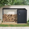 MOEPISY Outdoor Steel Firewood Rack And Metal Storage Shed, Two-In-One, Black - 2 of 4