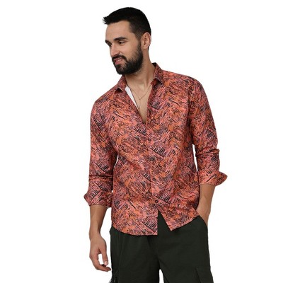 Campus Sutra Men Men's Sienna Brown Animal Print Shirt