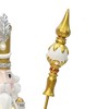 LuxenHome Lighted Silver and Gold Nutcracker Soldier with Scepter, Christmas Decoration - 3 of 4